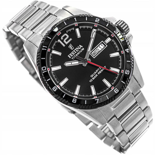 Ανδρικό Ρολόι Festina Titanium με Μαύρο Καντράν
