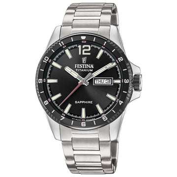 Ανδρικό Ρολόι Festina Titanium με Μαύρο Καντράν