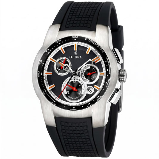 Ανδρικό Ρολόι Festina Chronograph με Μαύρο Λουράκι Σιλικόνης