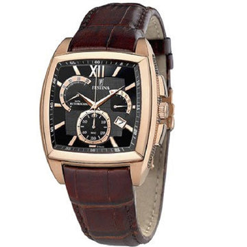 Ανδρικό Ρολόι Festina Chronograph με Καφέ Δερμάτινο Λουράκι