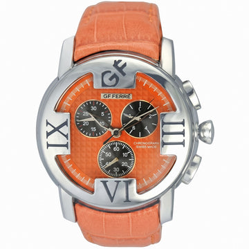 Ανδρικό Ρολόι GF Ferre Chronograph με Πορτοκαλί Δερμάτινο Λουράκι