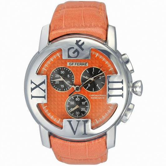 Ανδρικό Ρολόι GF Ferre Chronograph με Πορτοκαλί Δερμάτινο Λουράκι