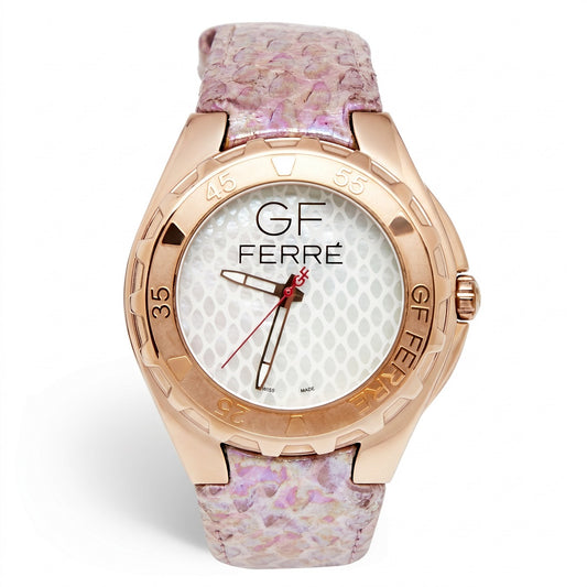 Γυναικείο Ρολόι GF Ferre Swiss Made Rose Gold με Δερμάτινο Λουράκι