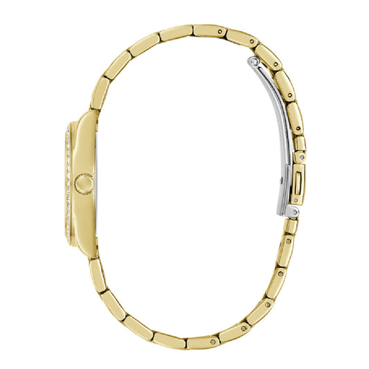 Γυναικείο Ρολόι Guess Gold Tone με Πράσινο Καντράν & Ζιργκόν