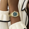 Γυναικείο Ρολόι Guess Gold Tone με Πράσινο Καντράν & Ζιργκόν