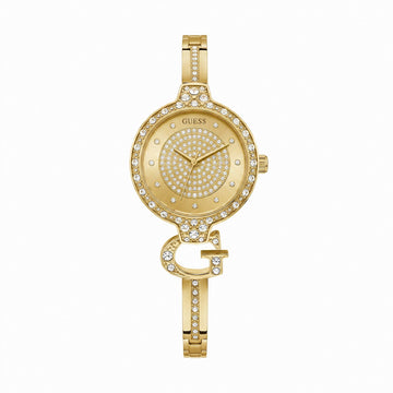 Γυναικείο Ρολόι Guess Χρυσό με Κρύσταλλα και Logo Bracelet