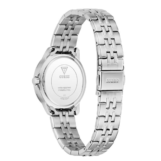 Γυναικείο Ρολόι Guess Silver Tone με Mother of Pearl Καντράν & Ζιργκόν