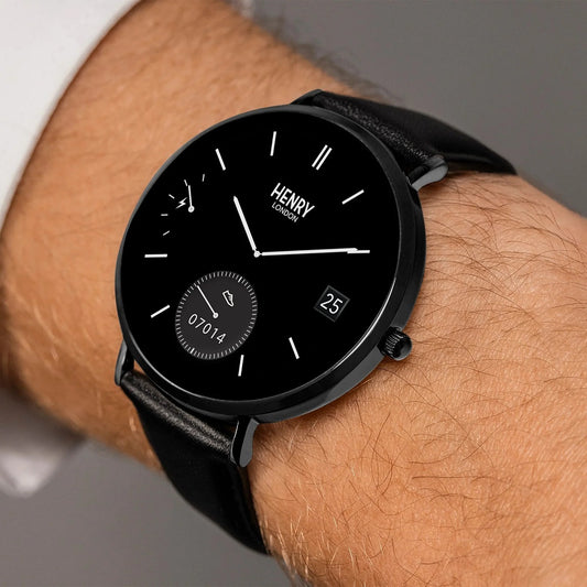 Henry London Black Leather Strap