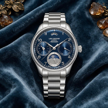 Ρολόι Ανδρικό Lee Cooper Automatic Ασημί με Μπλε Καντράν LC08442.390