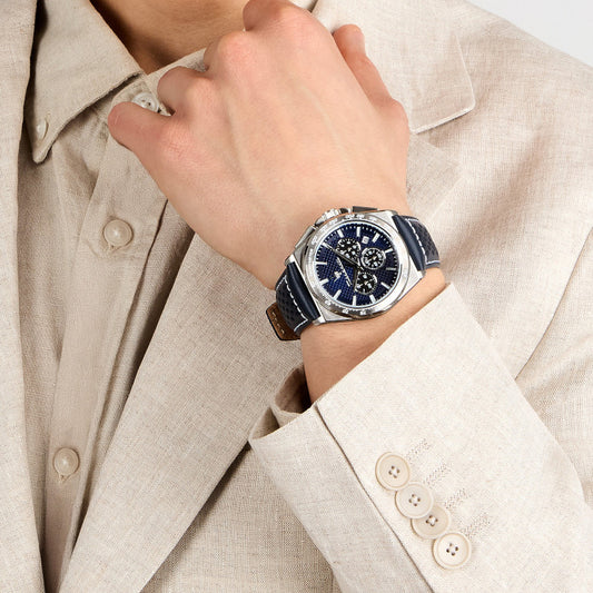 Maserati Velocita Chronograph Blue Leather Strap
