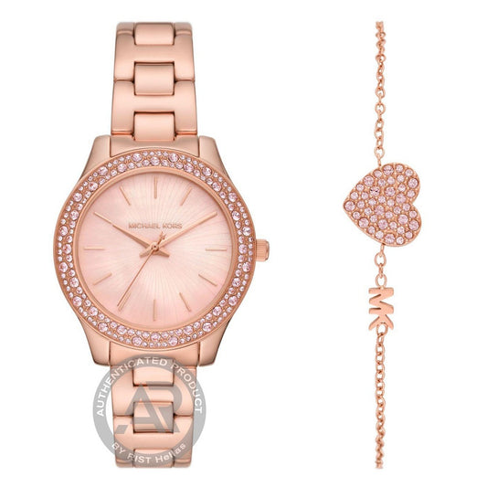 Michael Kors Liliane Gift Set Rose Gold Stainless Steel Bracelet