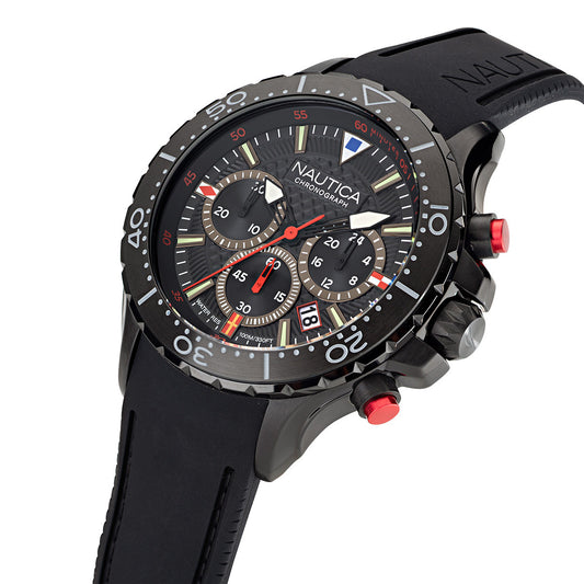 Nautica NST Chronograph Black Rubber Strap