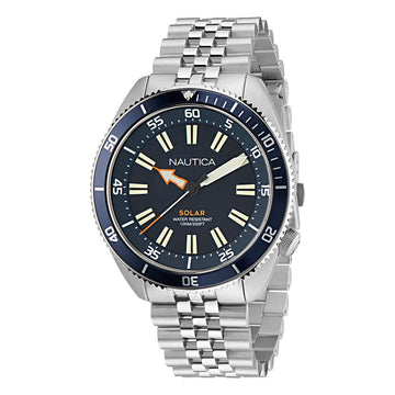 Nautica Vintage Solar Silver Stainless Steel Bracelet