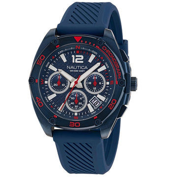 Nautica Tin Can Bay Chrono Blue Rubber Strap
