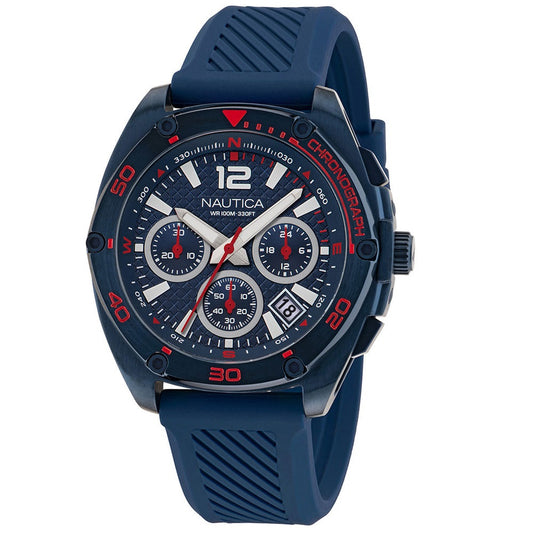 Nautica Tin Can Bay Chrono Blue Rubber Strap
