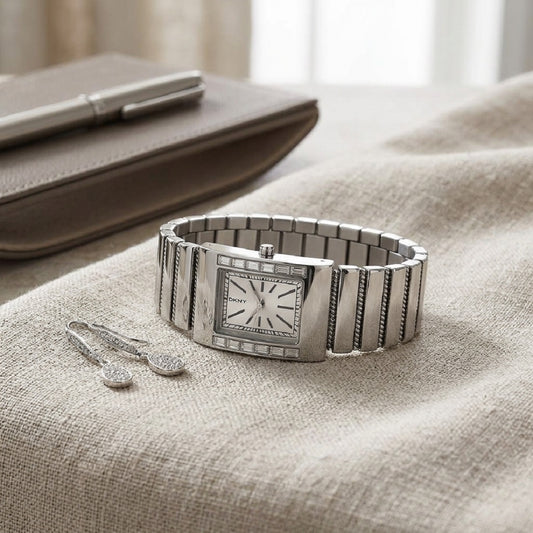 Ρολόι Γυναικείο DKNY Stainless Steel Λευκό με Λευκά Ζιργκόν