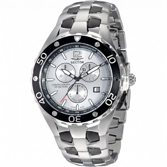 Ανδρικό Ρολόι Sector Chronograph Ασημί με Μαύρη Στεφάνη