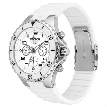 Ανδρικό Ρολόι Sector Chronograph με Λευκό Λουράκι Σιλικόνης