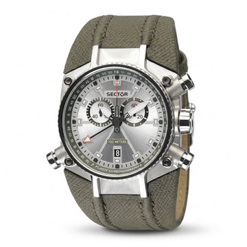 Ανδρικό Ρολόι Sector Chronograph με Γκρι Δερμάτινο Λουράκι
