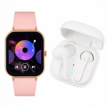 Reflex Active Series 23 Digital Smartwatch & Wireless Earbuds Pink Rubber Strap