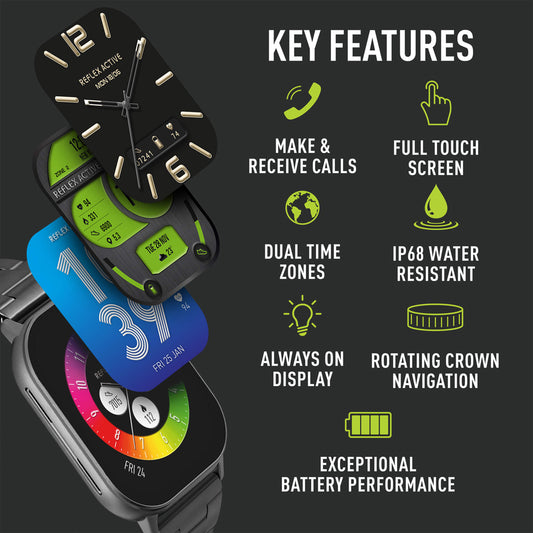Reflex Active Series Smartwatch Black Stainless Steel Bracelet