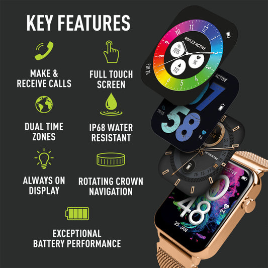 Reflex Active Series 30 Digital Smartwatch Rose Gold Stainless Steel Bracelet