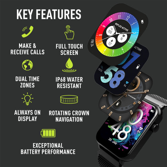 Reflex Active Series 30 Digital Smartwatch Black Stainless Steel Bracelet