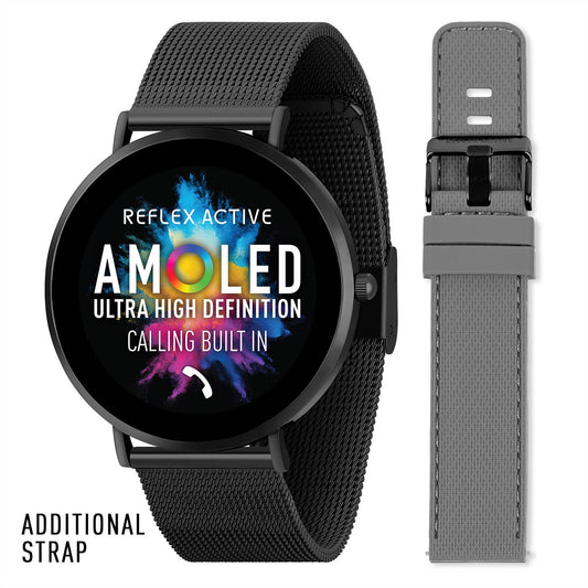 Reflex Active Smartwatch AMOLED Μαύρο με Extra Λουράκι