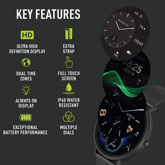 Reflex Active Smartwatch AMOLED Μαύρο με Extra Λουράκι