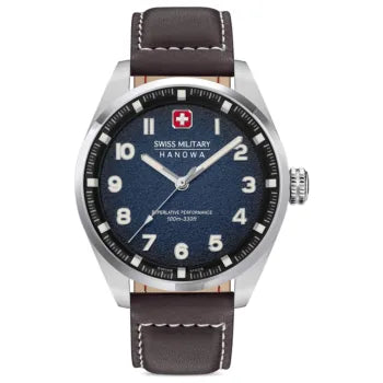 Swiss Military Hanowa Greyhound Brown Leather Strap