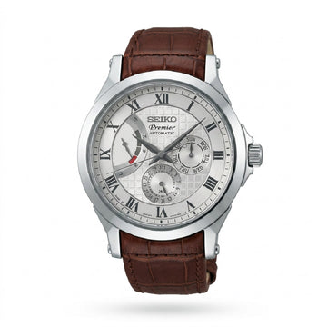 Ανδρικό Seiko Premier Automatic Ρολόι με Καφέ Δερμάτινο Λουράκι