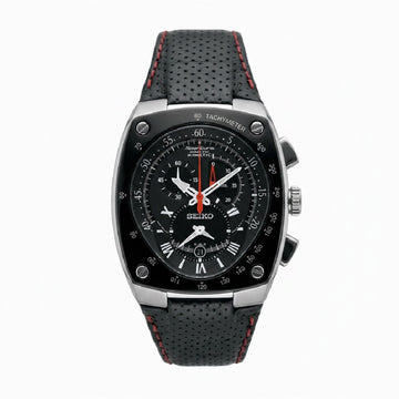 Ανδρικό Seiko Sportura Kinetic Chronograph Μαύρο Δερμάτινο Λουράκι