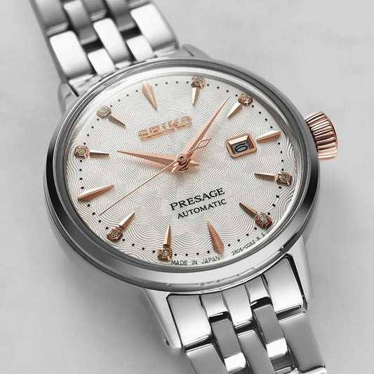 Seiko Presage Cocktail Time 'Clover Club' Automatic Silver Stainless Steel Bracelet