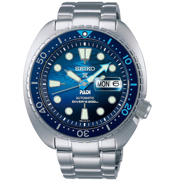 Seiko Prospex 'Great Blue' Turtle Scuba PADI Special Edition Automatic Silver Stainless Steel Bracelet