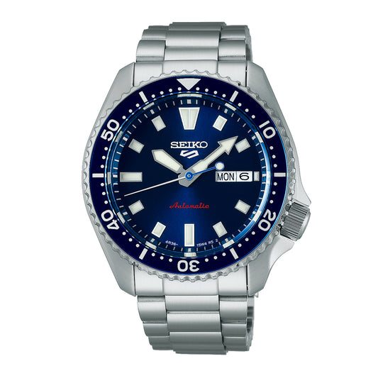 SEIKO 5 Sports SKX Redux in Koniro Blue Automatic Silver Stainless Steel Bracelet