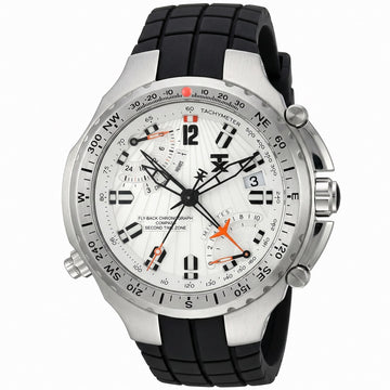 Ανδρικό Ρολόι TX Fly-Back Chronograph Compass με Μαύρο Λουράκι