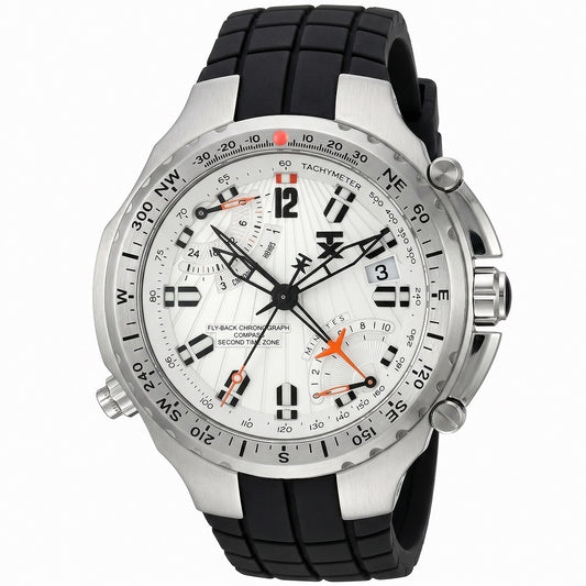 Ανδρικό Ρολόι TX Fly-Back Chronograph Compass με Μαύρο Λουράκι