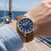 Ρολόι Ανδρικό Timberland Ασημί με Μπλε Καντράν & Καφέ Δερμάτινο Λουράκι TDWGB0109801