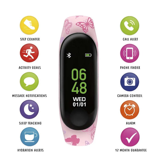 Tikkers Activity Trackers Butterly Pink Rubber Strap