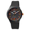 Ρολόι Ανδρικό Q&Q Αναλογικό WR 10 BAR Μαύρο-Πορτοκαλί VR28J028
