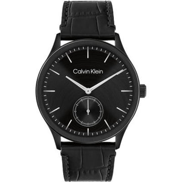 Calvin Klein Tailored Ανδρικό Ρολόι Μπαταρίας με Μαύρο Δερμάτινο Λουράκι 25200555