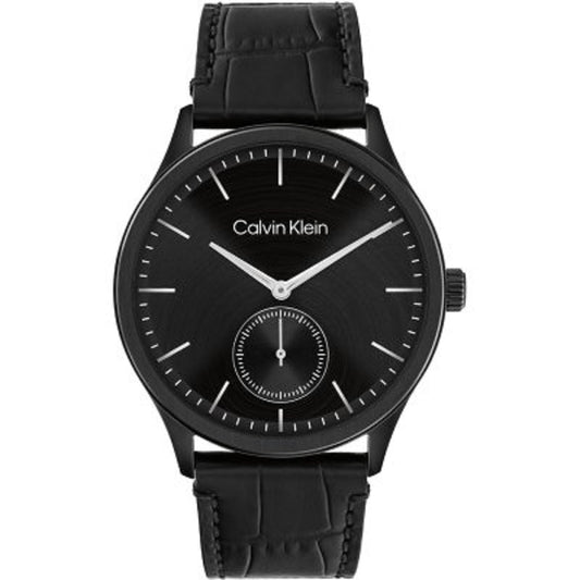 Calvin Klein Tailored Ανδρικό Ρολόι Μπαταρίας με Μαύρο Δερμάτινο Λουράκι 25200555
