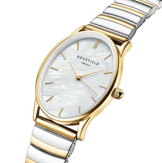 Rosefield Oval Pearl Two Tone Stainless Steel Bracelet