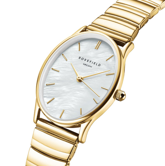 Rosefield Oval Pearl Gold Stainless Steel Bracelet